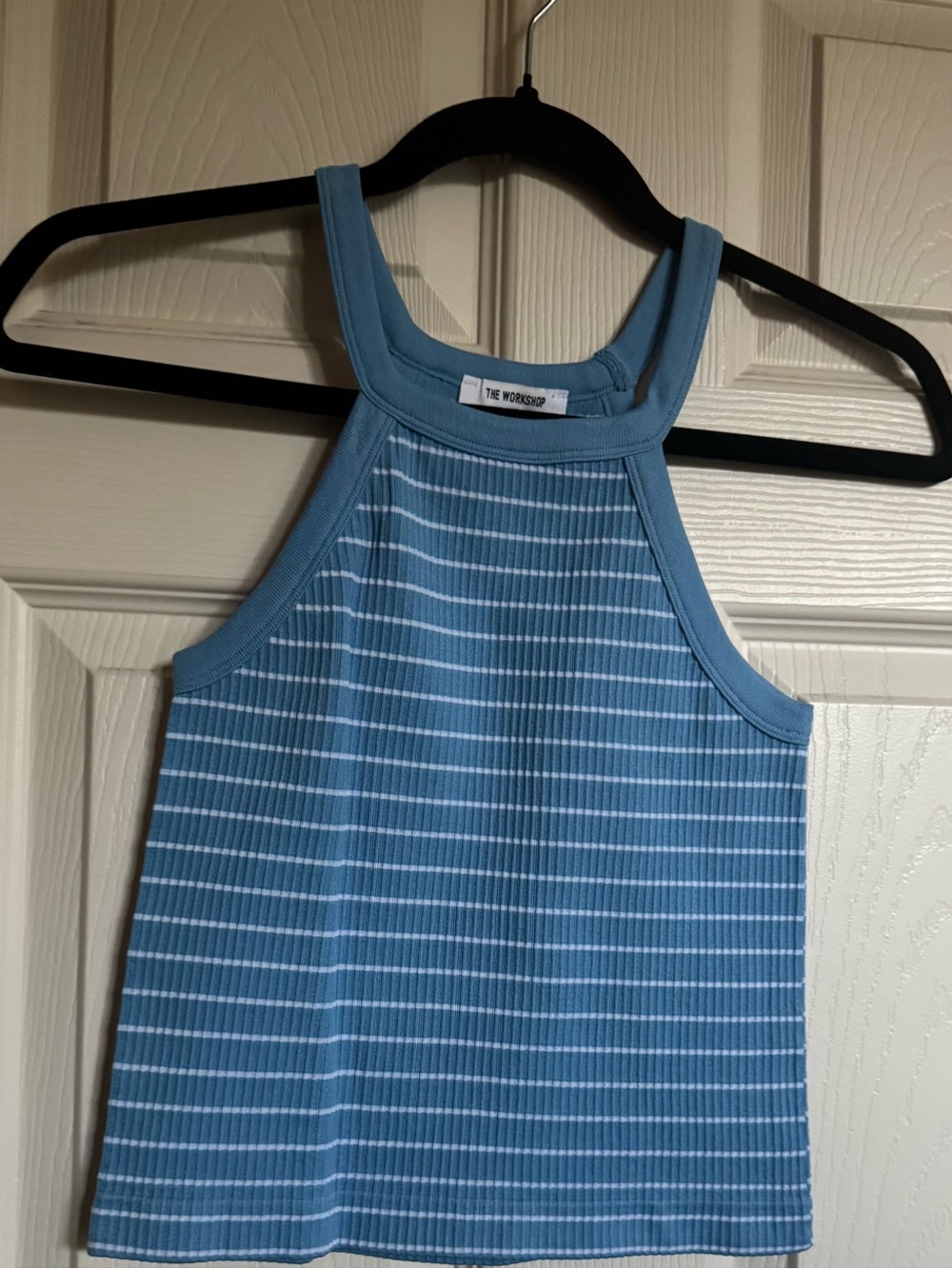 NWT The Workshop Blue Striped Ribbed Halter Tank Top, Various Sizes